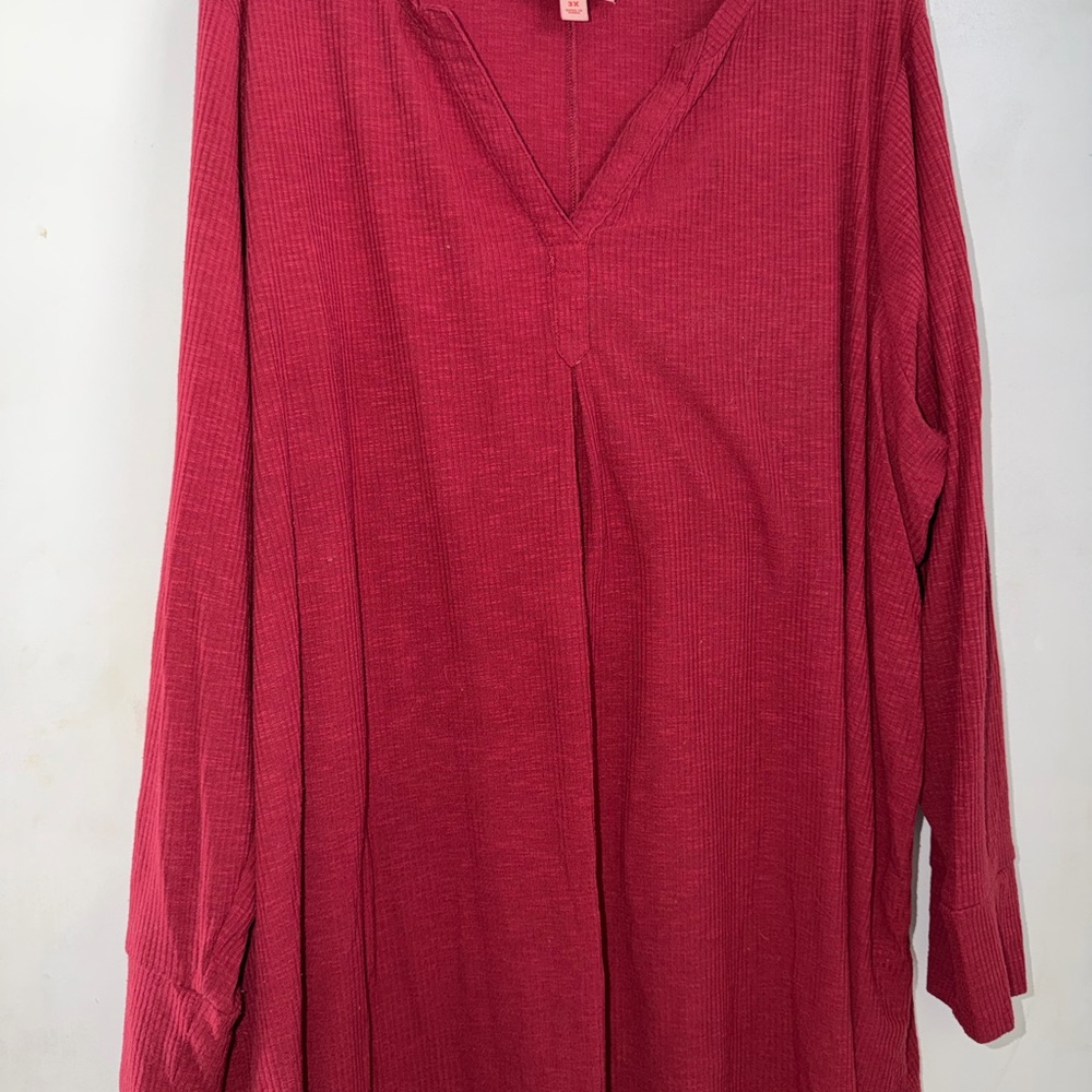 EVRI Deep Red Long Sleeve Tunic